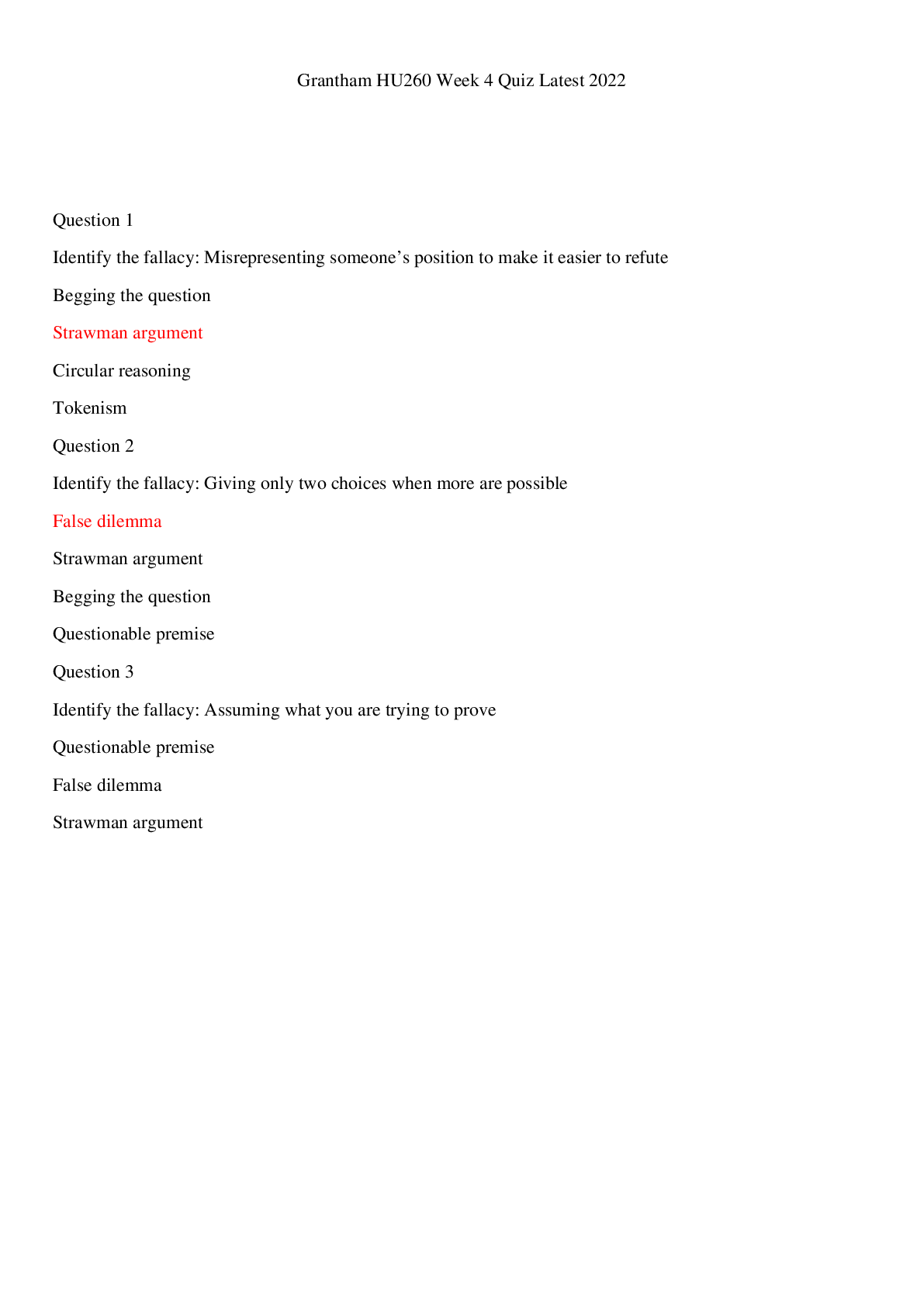 Preview image for Grantham HU260 Week 4 Quiz Updated